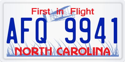 NC license plate AFQ9941