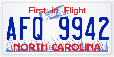 NC license plate AFQ9942