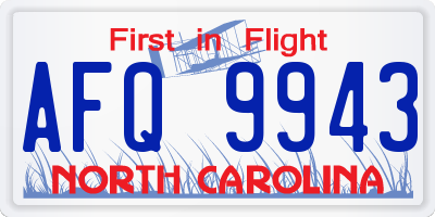 NC license plate AFQ9943