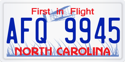 NC license plate AFQ9945