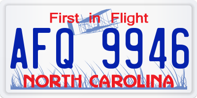 NC license plate AFQ9946