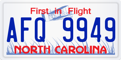 NC license plate AFQ9949