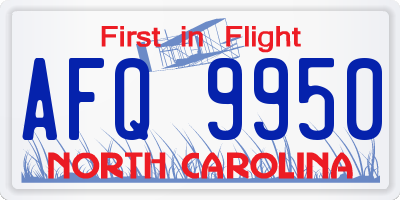 NC license plate AFQ9950