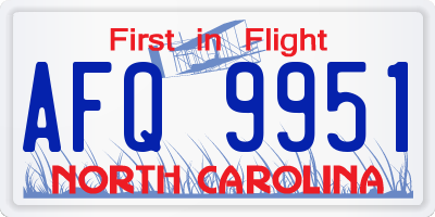 NC license plate AFQ9951