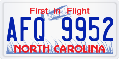 NC license plate AFQ9952