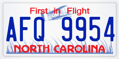 NC license plate AFQ9954