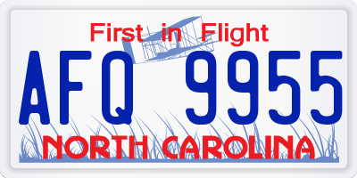 NC license plate AFQ9955