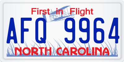 NC license plate AFQ9964