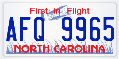 NC license plate AFQ9965