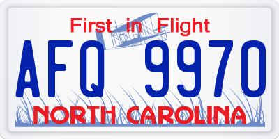 NC license plate AFQ9970