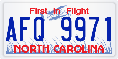 NC license plate AFQ9971