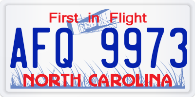 NC license plate AFQ9973