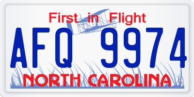 NC license plate AFQ9974