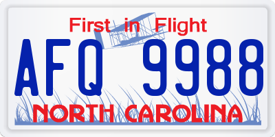NC license plate AFQ9988