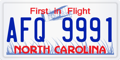 NC license plate AFQ9991