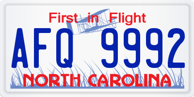 NC license plate AFQ9992