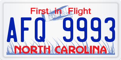 NC license plate AFQ9993