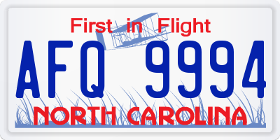 NC license plate AFQ9994