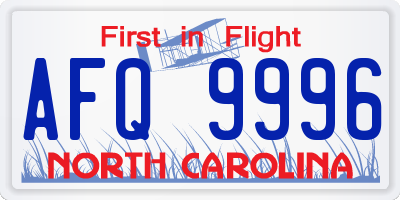 NC license plate AFQ9996