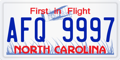 NC license plate AFQ9997