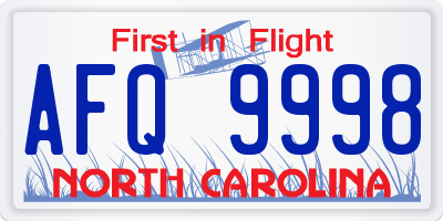 NC license plate AFQ9998