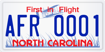 NC license plate AFR0001