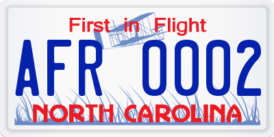 NC license plate AFR0002