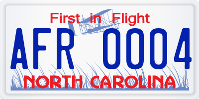 NC license plate AFR0004
