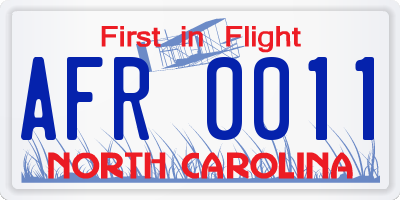 NC license plate AFR0011