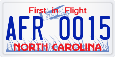 NC license plate AFR0015