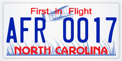 NC license plate AFR0017