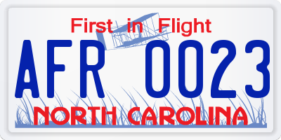 NC license plate AFR0023