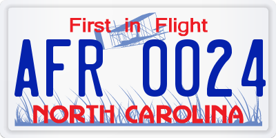 NC license plate AFR0024