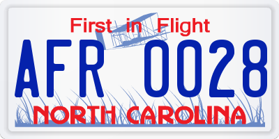 NC license plate AFR0028