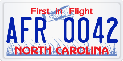 NC license plate AFR0042