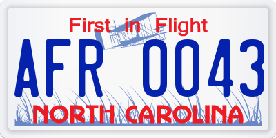 NC license plate AFR0043