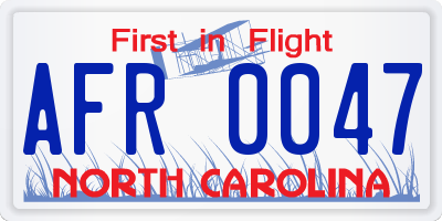 NC license plate AFR0047