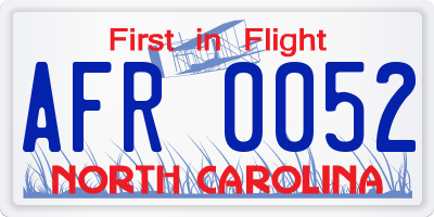 NC license plate AFR0052