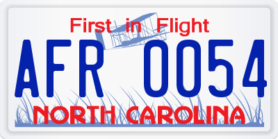 NC license plate AFR0054