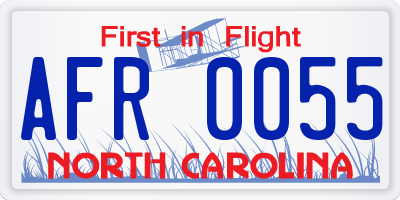 NC license plate AFR0055