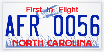 NC license plate AFR0056