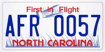 NC license plate AFR0057
