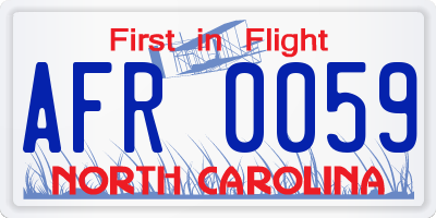 NC license plate AFR0059