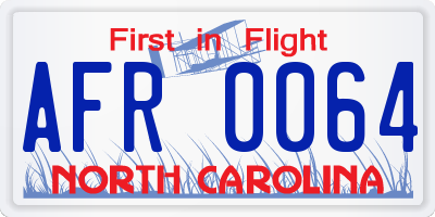 NC license plate AFR0064