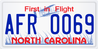 NC license plate AFR0069
