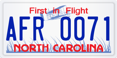 NC license plate AFR0071
