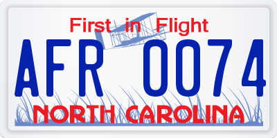 NC license plate AFR0074
