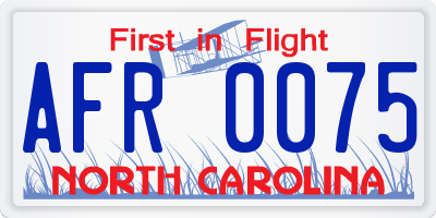 NC license plate AFR0075