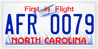 NC license plate AFR0079