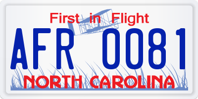 NC license plate AFR0081